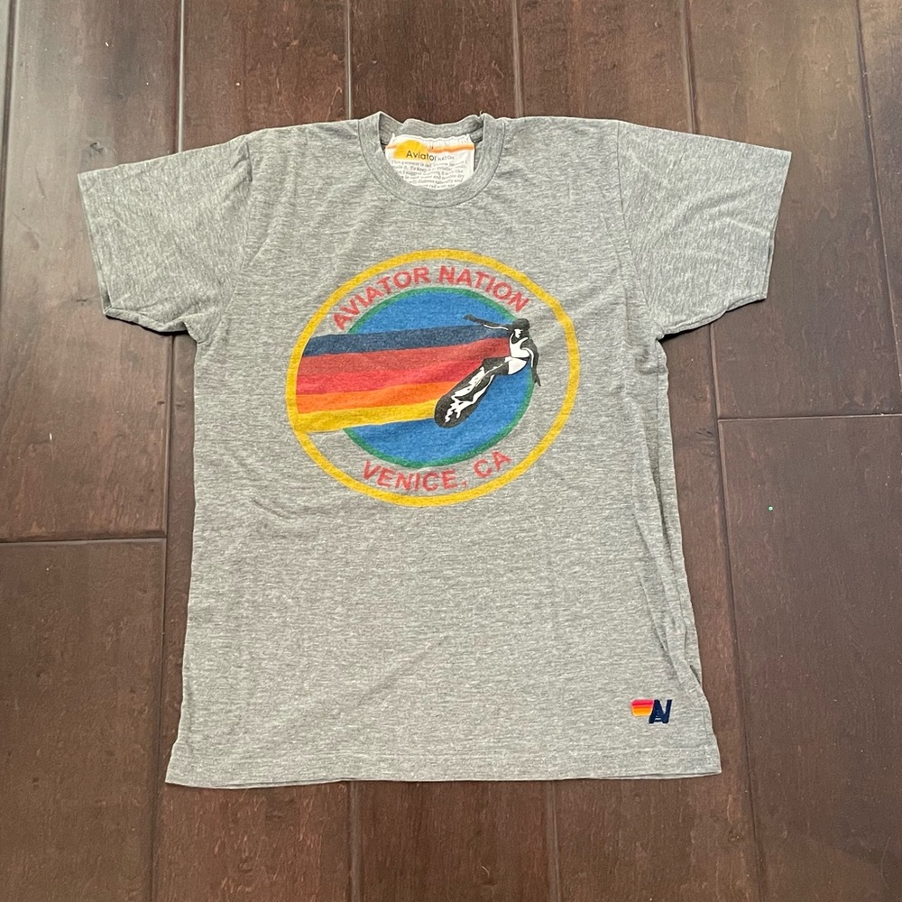 AVIATOR NATION GRAY LOGO TEE